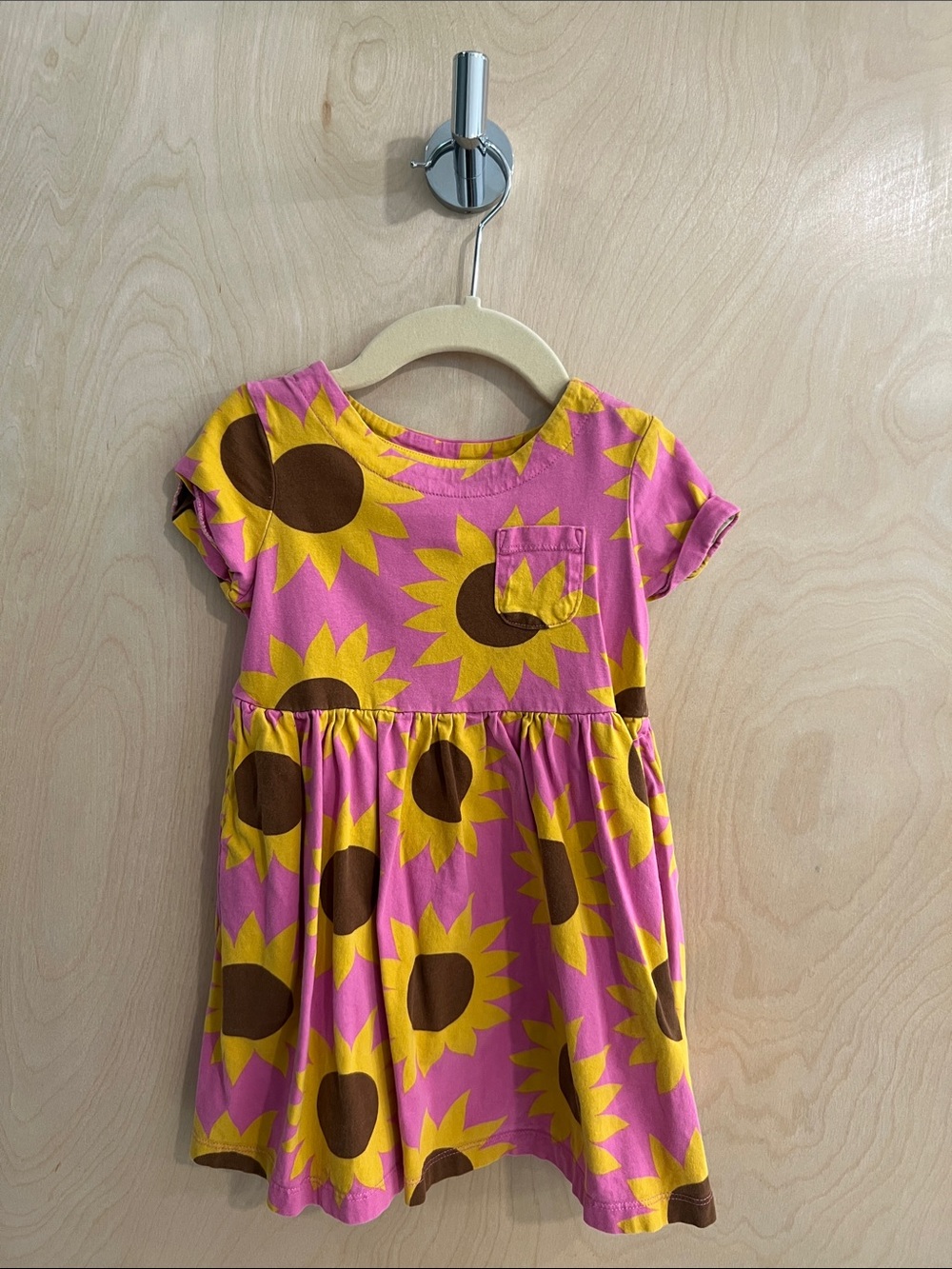Kids Pink Sunflower Pocket Dress